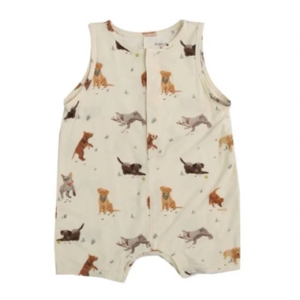 Angel Dear Bamboo Watercolor Puppies Shortie Romper